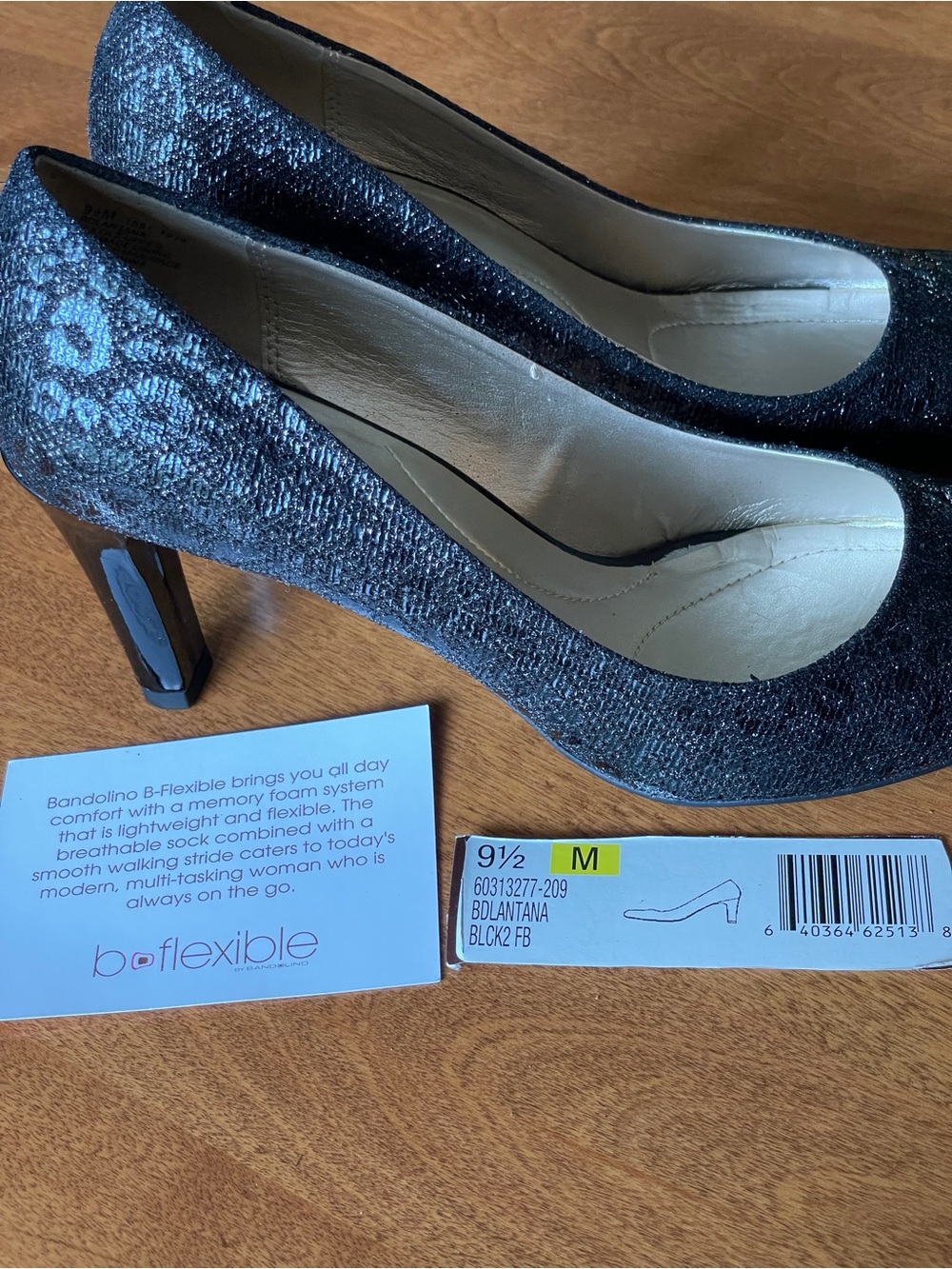 Bandolino B-Flexible Black Textured Mid Heel Pumps - Black